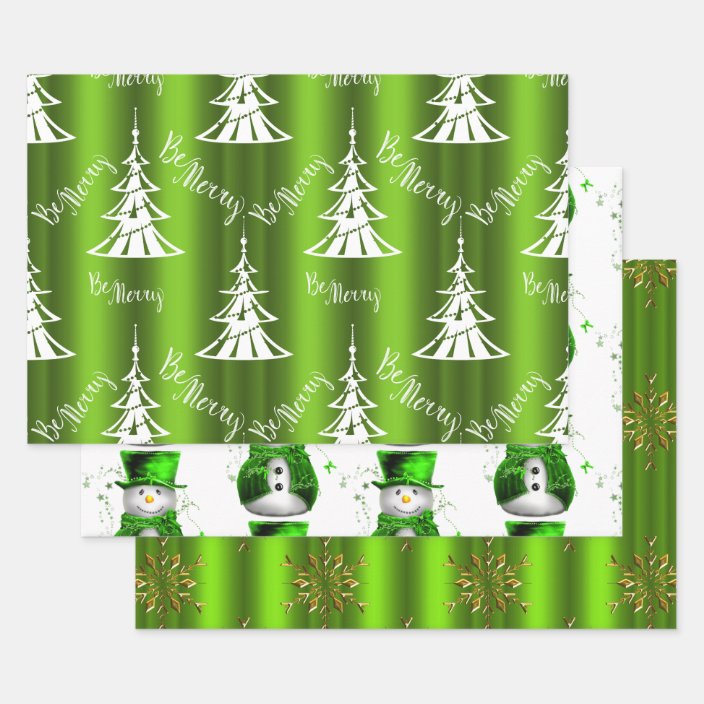 Green Christmas Wrapping Paper Sheets