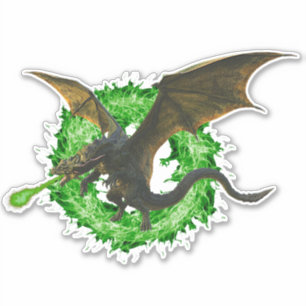 Green Chromatic Fire Breathing Dragon Sticker