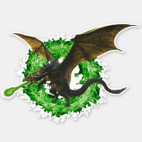 Green Chromatic Fire Breathing Dragon Sticker
