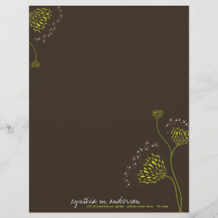 Green Chrysanthemum Flowers Elegant Chic Floral Letterhead