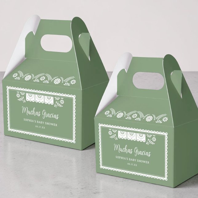 Green Cielito Lindo Baby Shower Muchas Gracias Favor Boxes (Creator Uploaded)