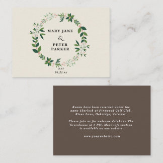 Green circle feminine floral wedding note card