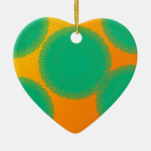 green circle in yellowish orange ceramic ornament