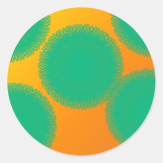 green circle in yellowish orange classic round sticker