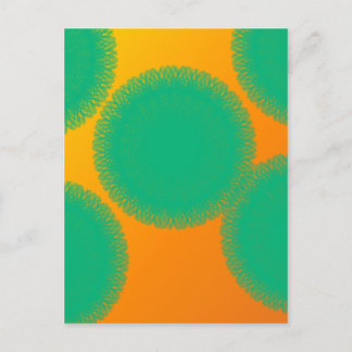 green circle in yellowish orange postcard