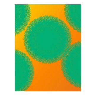 green circle in yellowish orange postcard