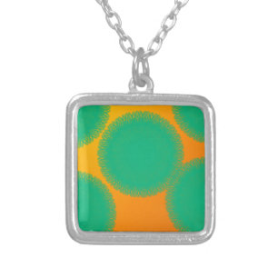 green circle in yellowish orange silver plated necklace