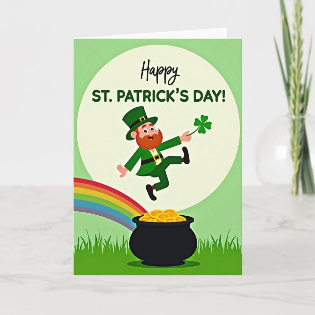 Green Circle Leprechaun Luck Card (Front)