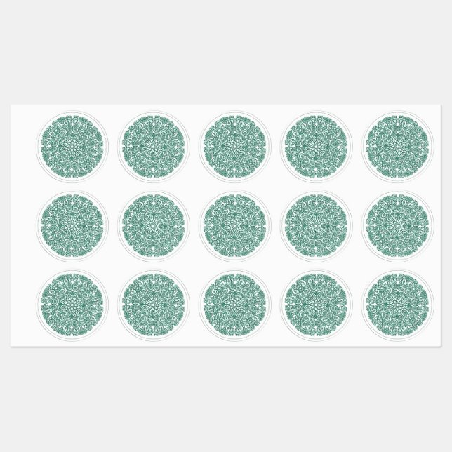 Green Circle Mandala Symbol Of Universe Labels (Sheet)
