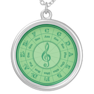 Green Circle of Fifths Silver Plated Necklace