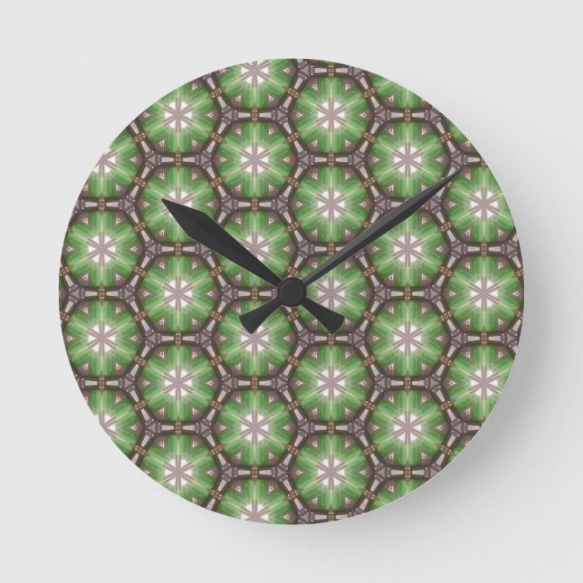 Green Circle Pattern Round Clock (Front)