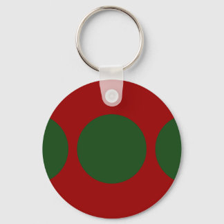 Green Circles on Red Keychain