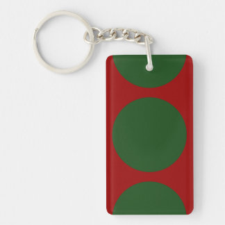 Green Circles on Red Keychain