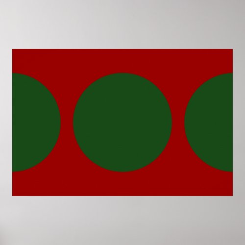 Green Circles on Red Poster