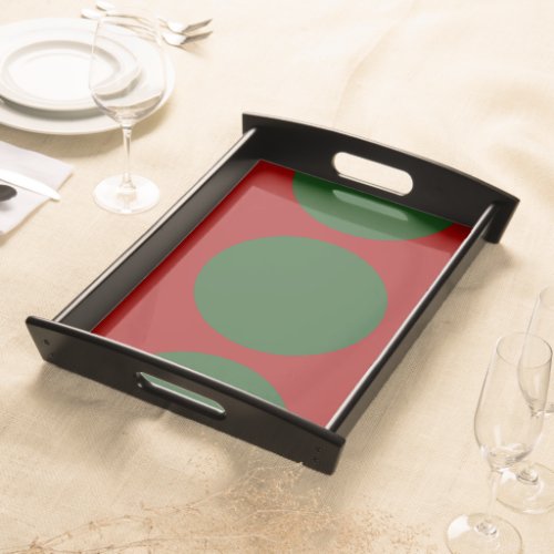 Green Circles on Red Serving Tray