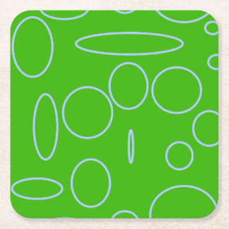 Green Circles Square Paper Coaster