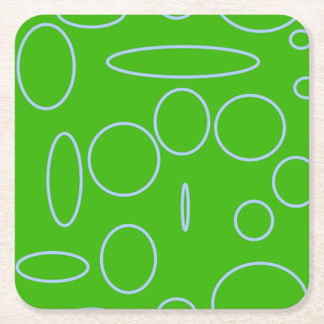 Green Circles Square Paper Coaster (Front)
