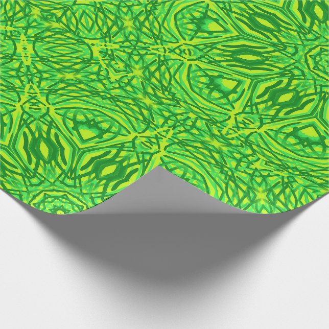 Green Circles Stars Pattern Wrapping Paper (Corner)