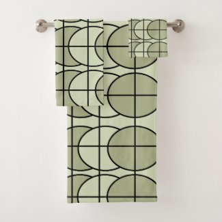 Green Circles Stripes Geometric Pattern
