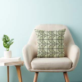 Green Circles Stripes Geometric Pattern