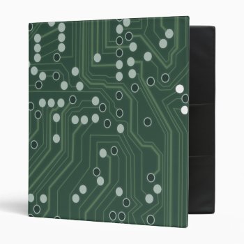Green Circuit Board Background Pattern Art 3 Ring Binder by warrior_woman at Zazzle