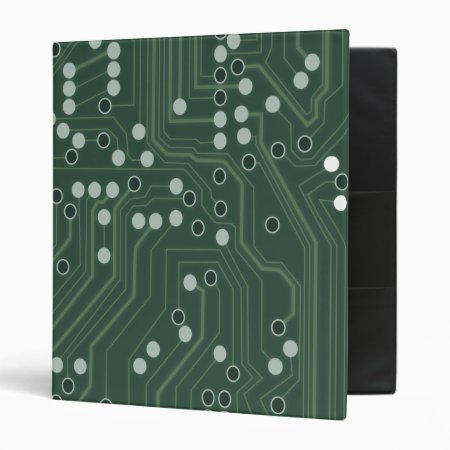 Green Circuit Board Background Pattern Art 3 Ring Binder