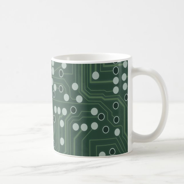 Green Circuit Board Background Pattern Art Coffee  Mug (Right)