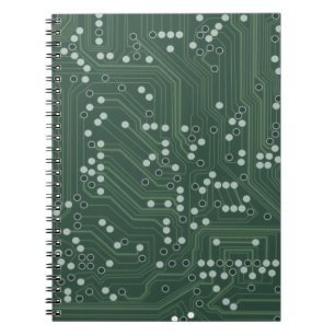 Green Circuit Board Background Pattern Art Notebook