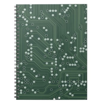 Green Circuit Board Background Pattern Art Notebook by warrior_woman at Zazzle