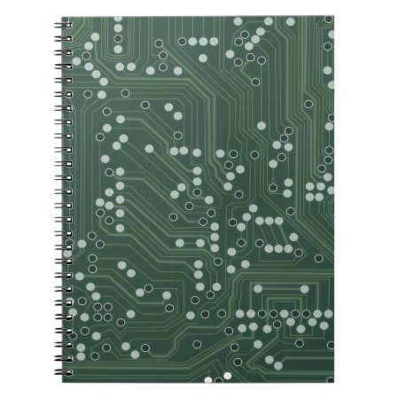 Green Circuit Board Background Pattern Art Notebook