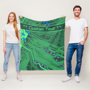 Green Circuit Board Blanket w/ Custom Text