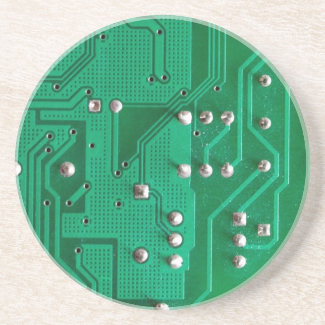 Green Circuit Board Drink Coaster (Front)