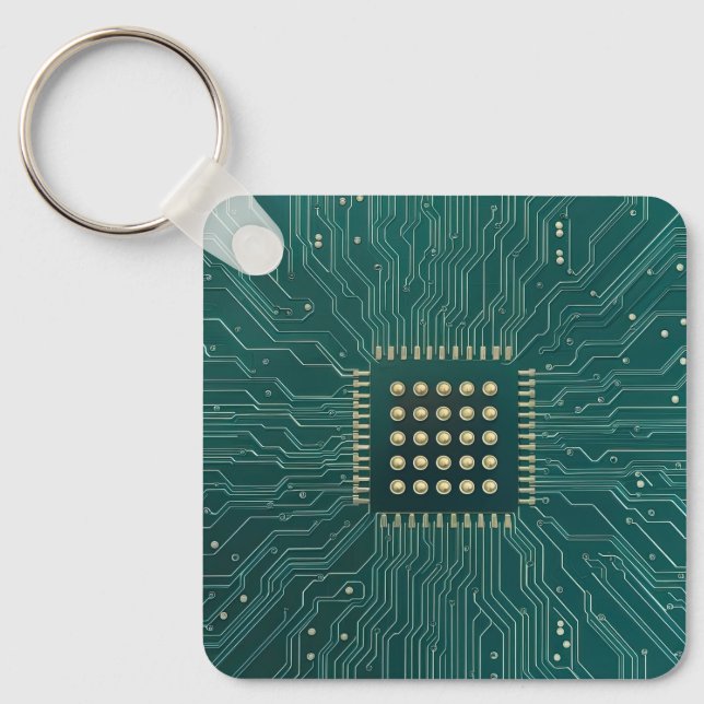 Green Circuit Board Keychain (Front)