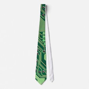 Green Circuit Board Pattern Neck Tie