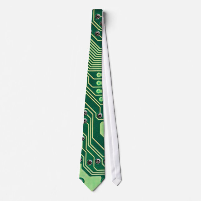 Green Circuit Board Pattern Neck Tie (Front)