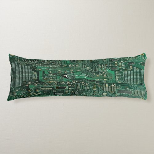 Green Circuit Board Polyester Body Pillow 20x54