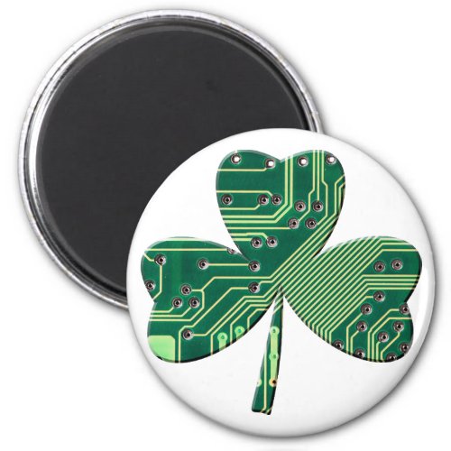 Green Circuit Board St Patrick Day Shamrock Magnet