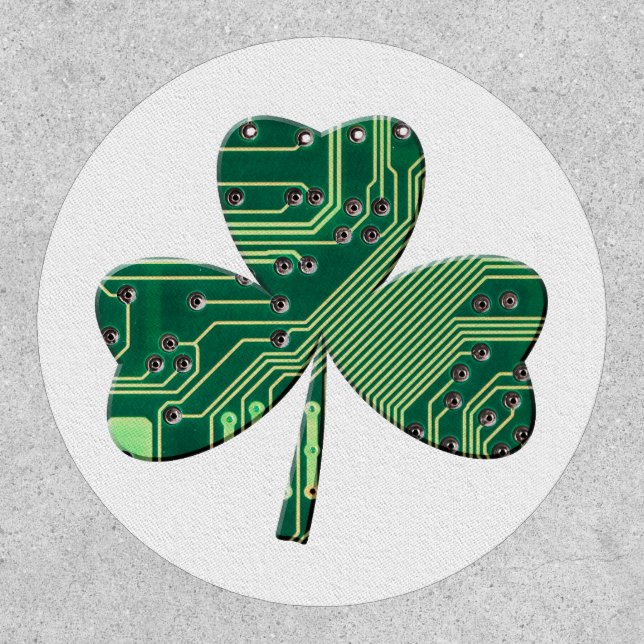 Green Circuit Board St Patrick Day Shamrock Patch (Front)