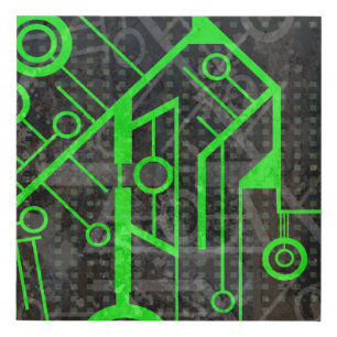 Green Circuit Faux Canvas Print