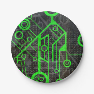 Green Circuit Paper Plates