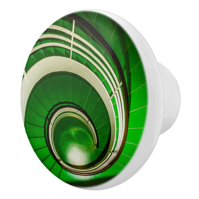 Green Circular Stairway Ceramic Knob (Right)