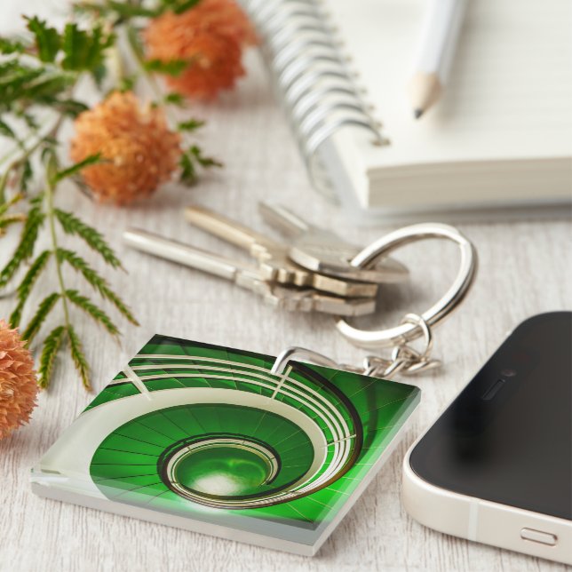 Green Circular Stairway Keychain (Front Right)