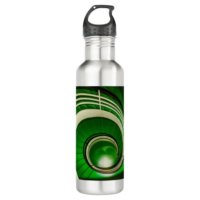 Green Circular Stairway Stainless Steel Water Bottle (Front)