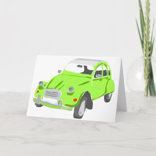 Green Citroen 2 CV Greeting Card (Front)