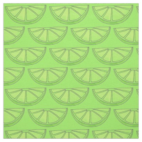 Green Citrus Grove Fruit Lime Slice Wedges Fabric