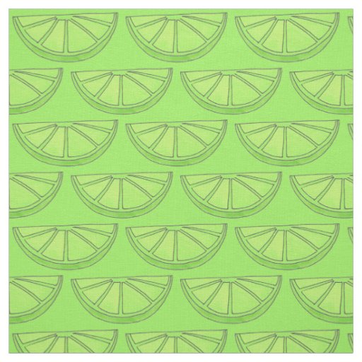 Green Citrus Grove Fruit Lime Slice Wedges Fabric