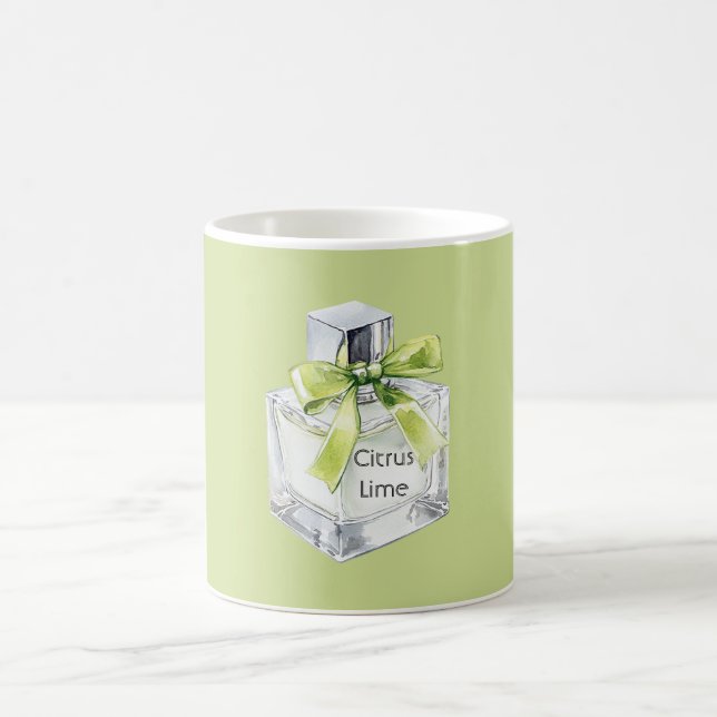 Green Citrus Lime Fruit Perfume Bottle Bow Coffee Mug (Center)