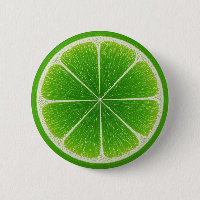 Green Citrus Lime Fruit Slice Button (Front)