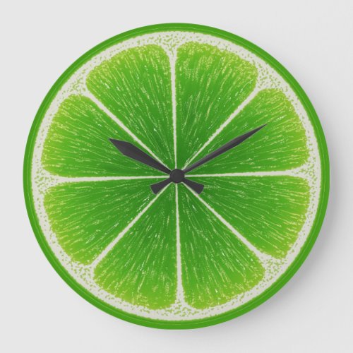 Green Citrus Lime Fruit Slice Large Clock