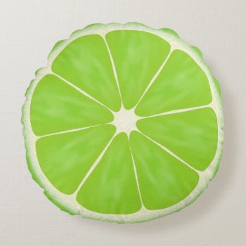 Green Citrus Lime Fruit Slice Round Pillow by adams_apple at Zazzle